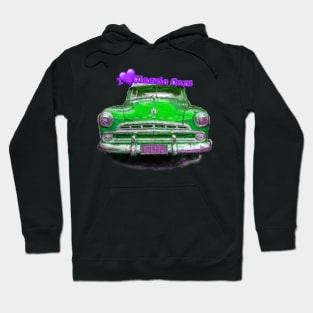 I Love Classic Cars in Green and Pink and Purple Hoodie